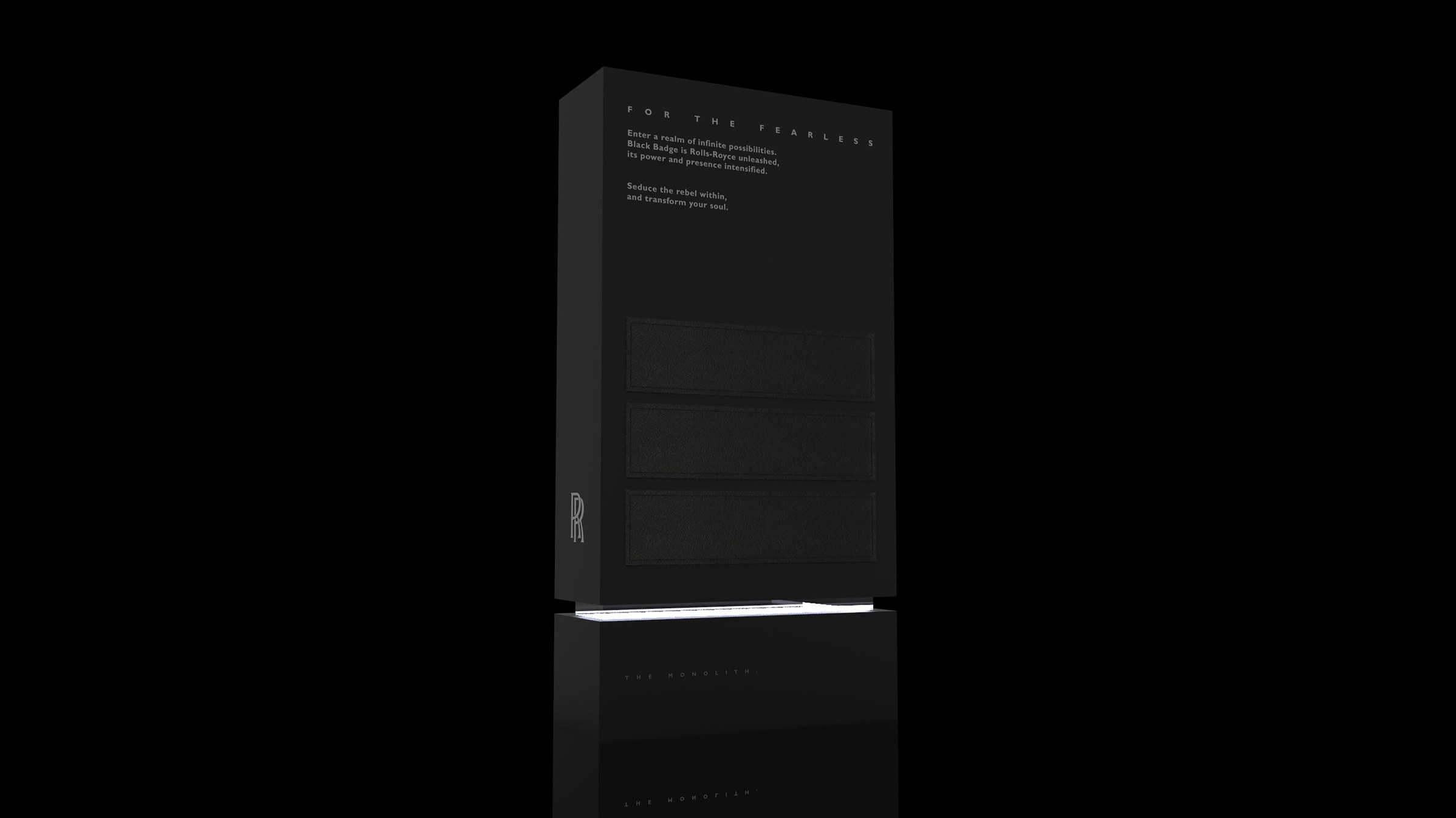 The Black Badge monolith from the side