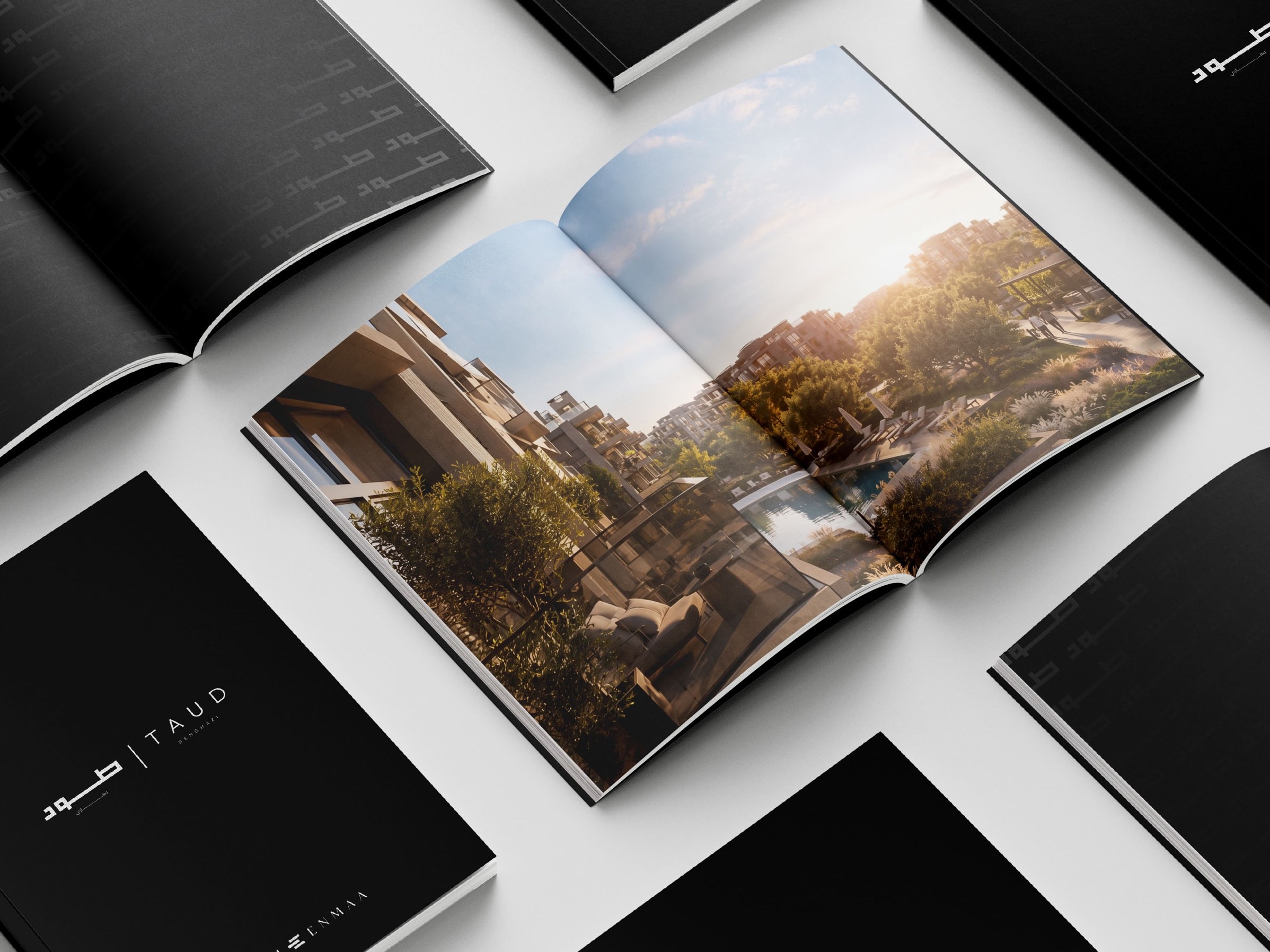 The Taud brochure, opened to the development renders