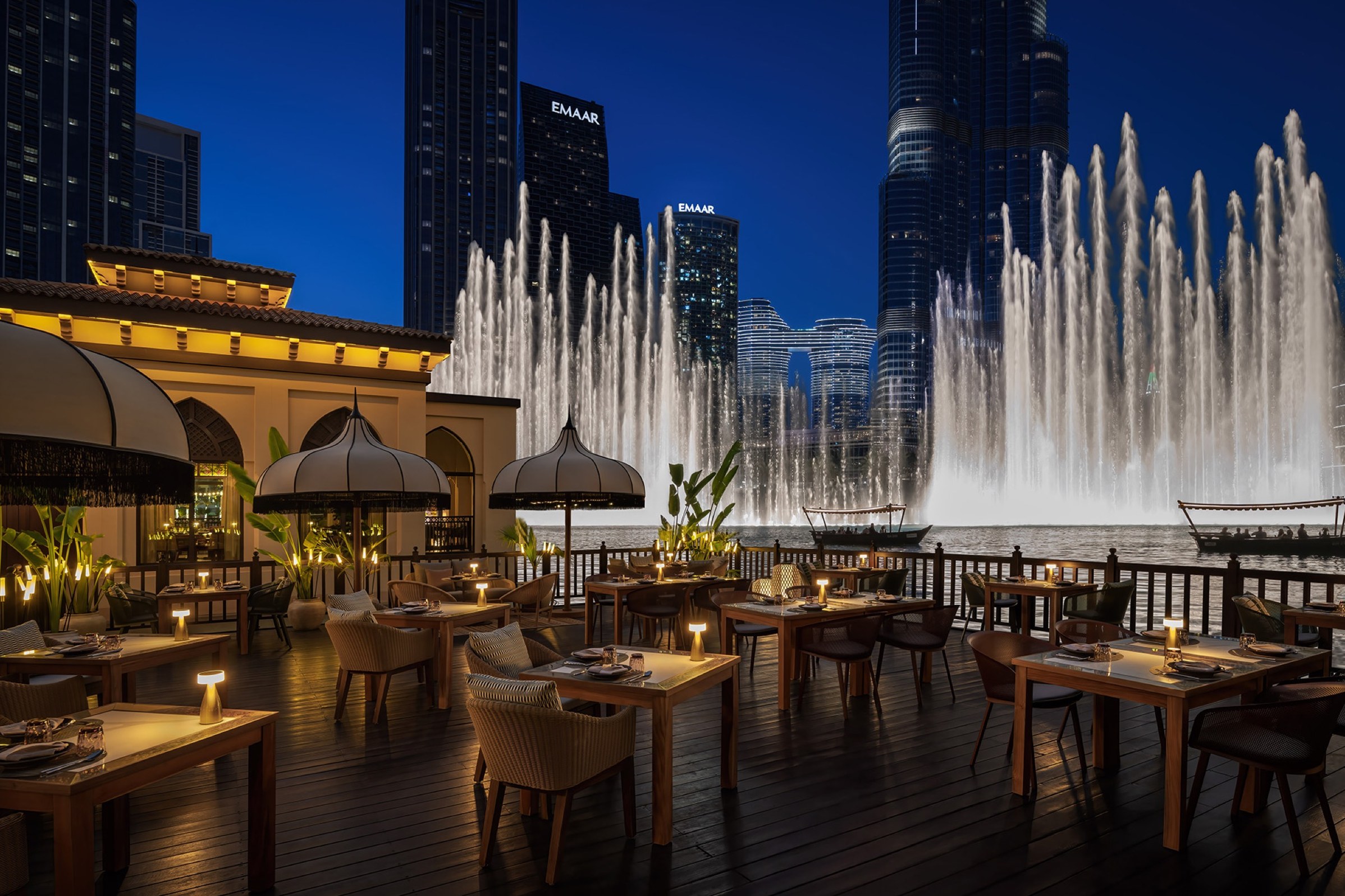The Thiptara terrace on the Dubai Fountain at Palace Downtown