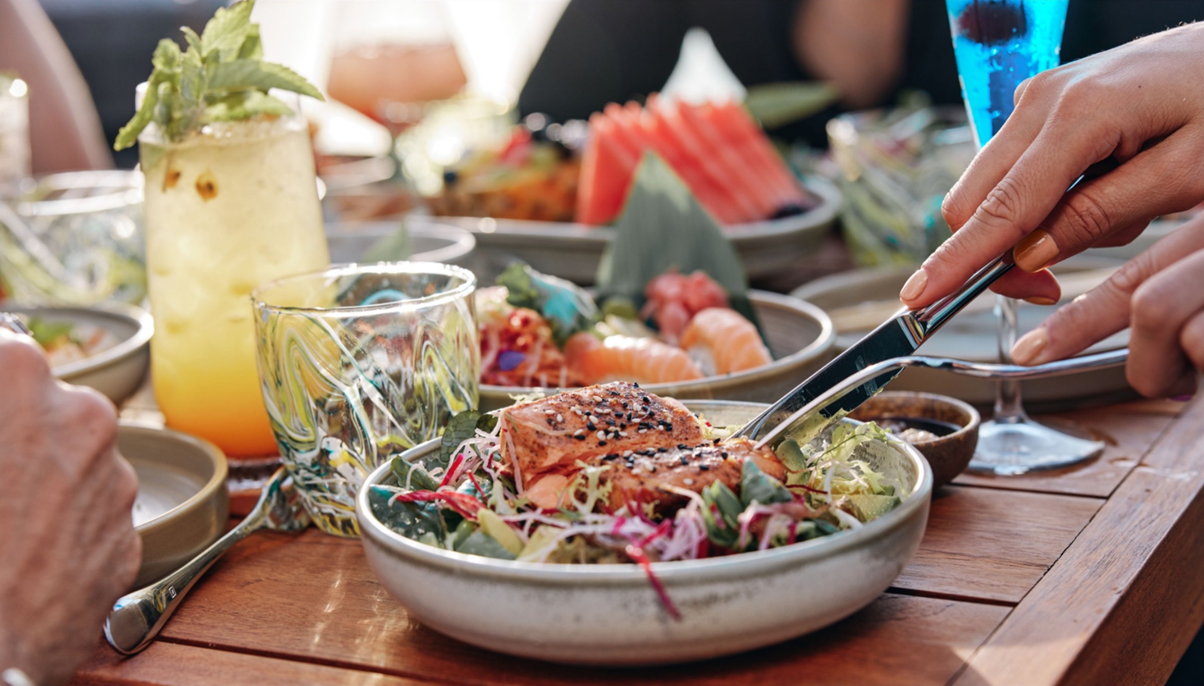 A Zeta table — Asian-fusion plates and signature cocktails